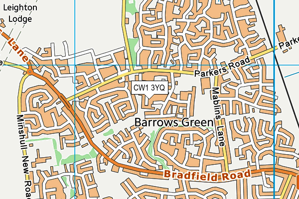 CW1 3YQ map - OS VectorMap District (Ordnance Survey) CW1 3YQ map - OS VectorMap District (Ordnance Survey)
