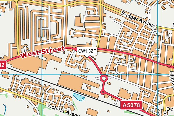 CW1 3ZF map - OS VectorMap District (Ordnance Survey) CW1 3ZF map - OS VectorMap District (Ordnance Survey)