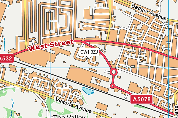 CW1 3ZJ map - OS VectorMap District (Ordnance Survey)