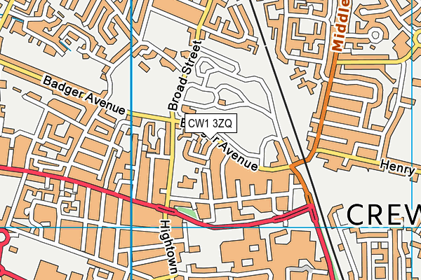 CW1 3ZQ map - OS VectorMap District (Ordnance Survey) CW1 3ZQ map - OS VectorMap District (Ordnance Survey)