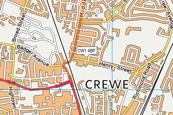 CW1 4BP map - OS VectorMap District (Ordnance Survey) CW1 4BP map - OS VectorMap District (Ordnance Survey)