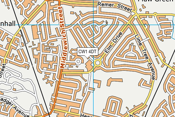 CW1 4DT map - OS VectorMap District (Ordnance Survey)