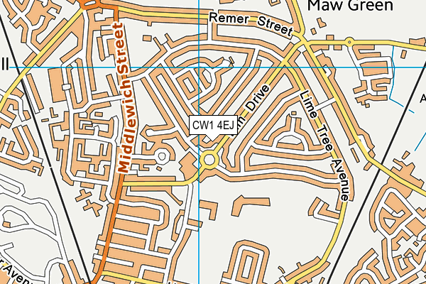 CW1 4EJ map - OS VectorMap District (Ordnance Survey) CW1 4EJ map - OS VectorMap District (Ordnance Survey)