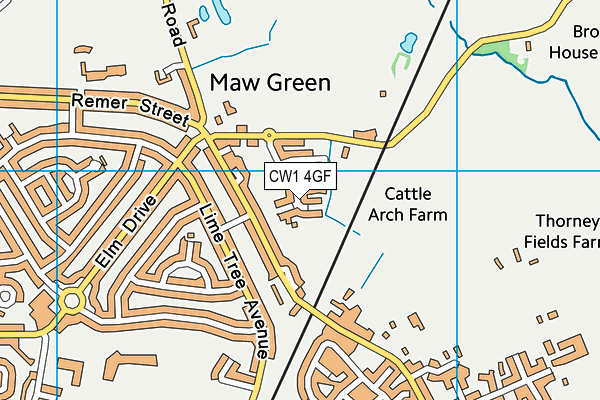 CW1 4GF map - OS VectorMap District (Ordnance Survey) CW1 4GF map - OS VectorMap District (Ordnance Survey)