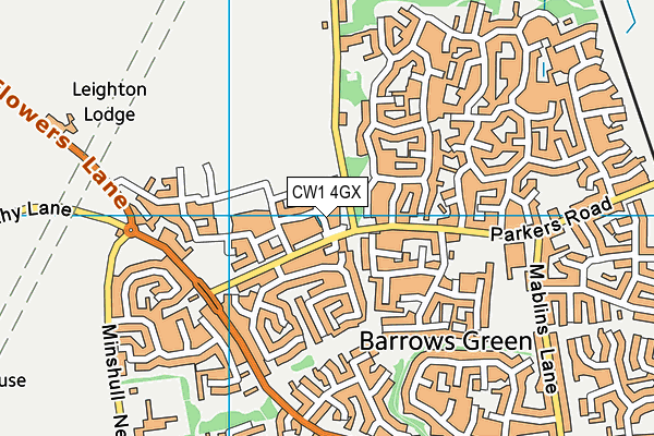 CW1 4GX map - OS VectorMap District (Ordnance Survey) CW1 4GX map - OS VectorMap District (Ordnance Survey)
