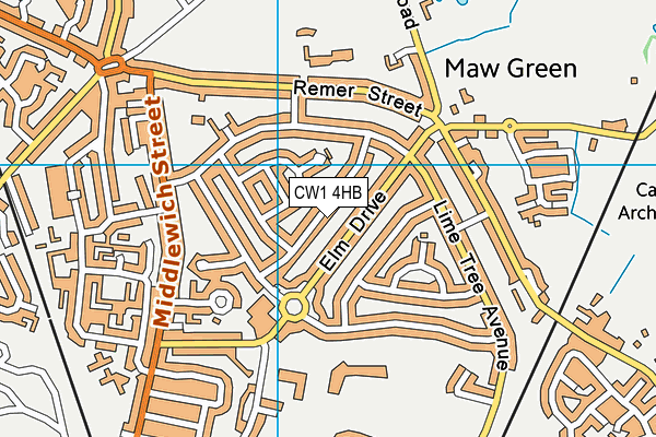 CW1 4HB map - OS VectorMap District (Ordnance Survey) CW1 4HB map - OS VectorMap District (Ordnance Survey)