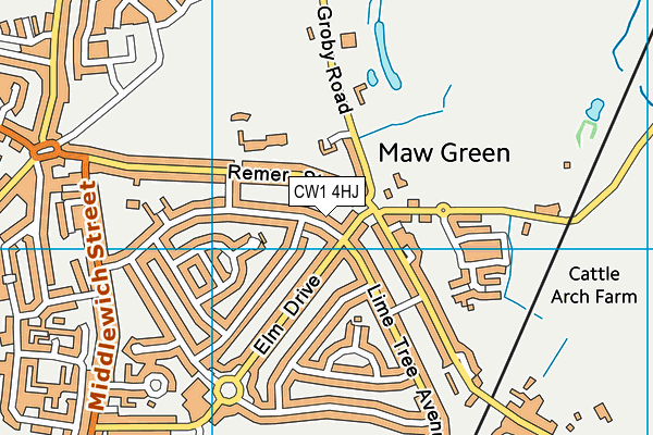 CW1 4HJ map - OS VectorMap District (Ordnance Survey) CW1 4HJ map - OS VectorMap District (Ordnance Survey)