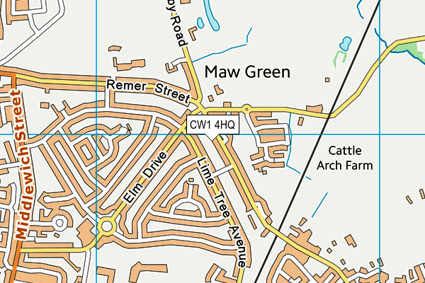CW1 4HQ map - OS VectorMap District (Ordnance Survey) CW1 4HQ map - OS VectorMap District (Ordnance Survey)