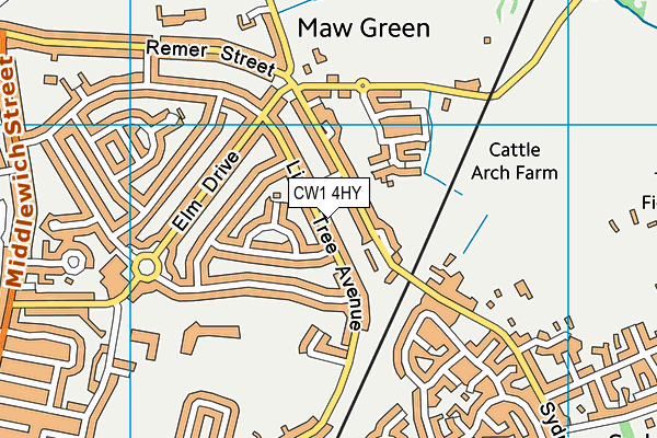 CW1 4HY map - OS VectorMap District (Ordnance Survey) CW1 4HY map - OS VectorMap District (Ordnance Survey)
