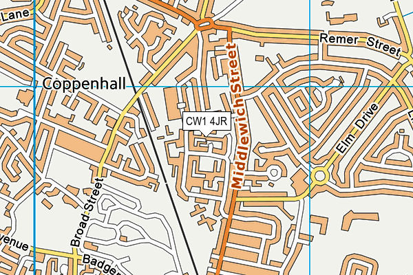 CW1 4JR map - OS VectorMap District (Ordnance Survey) CW1 4JR map - OS VectorMap District (Ordnance Survey)