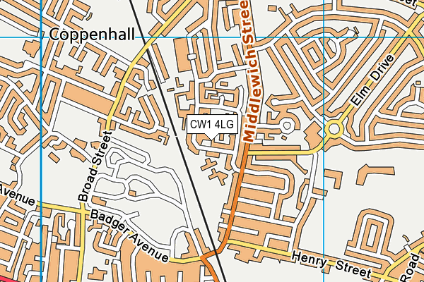 CW1 4LG map - OS VectorMap District (Ordnance Survey) CW1 4LG map - OS VectorMap District (Ordnance Survey)