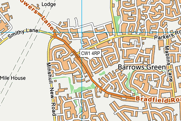CW1 4RP map - OS VectorMap District (Ordnance Survey)