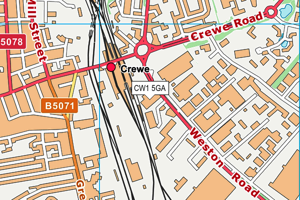 CW1 5GA map - OS VectorMap District (Ordnance Survey) CW1 5GA map - OS VectorMap District (Ordnance Survey)