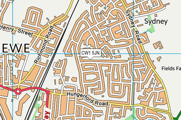 CW1 5JN map - OS VectorMap District (Ordnance Survey) CW1 5JN map - OS VectorMap District (Ordnance Survey)