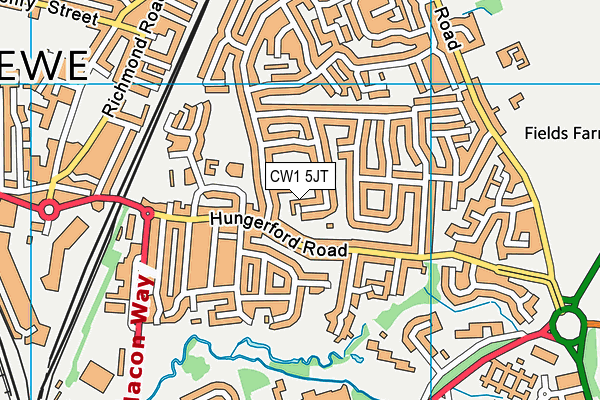 CW1 5JT map - OS VectorMap District (Ordnance Survey) CW1 5JT map - OS VectorMap District (Ordnance Survey)