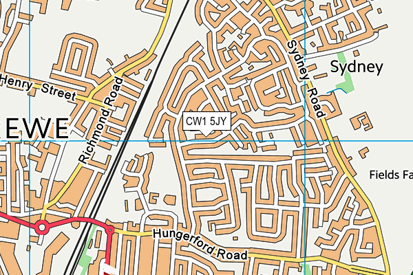 CW1 5JY map - OS VectorMap District (Ordnance Survey) CW1 5JY map - OS VectorMap District (Ordnance Survey)