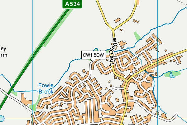 CW1 5QW map - OS VectorMap District (Ordnance Survey) CW1 5QW map - OS VectorMap District (Ordnance Survey)