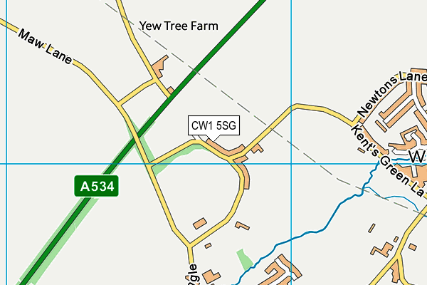 CW1 5SG map - OS VectorMap District (Ordnance Survey)