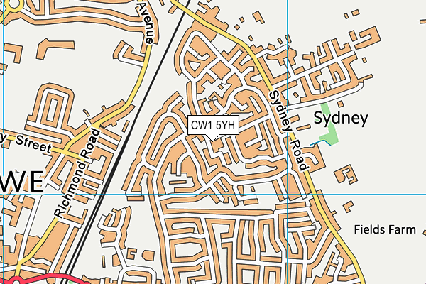 CW1 5YH map - OS VectorMap District (Ordnance Survey) CW1 5YH map - OS VectorMap District (Ordnance Survey)