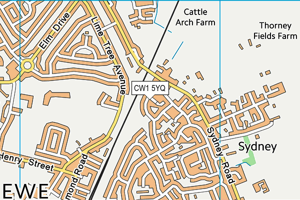 CW1 5YQ map - OS VectorMap District (Ordnance Survey) CW1 5YQ map - OS VectorMap District (Ordnance Survey)