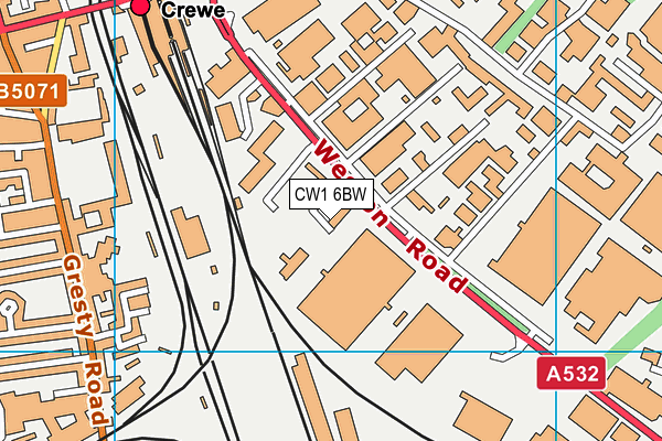 CW1 6BW map - OS VectorMap District (Ordnance Survey)