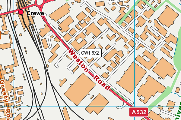 CW1 6XZ map - OS VectorMap District (Ordnance Survey) CW1 6XZ map - OS VectorMap District (Ordnance Survey)