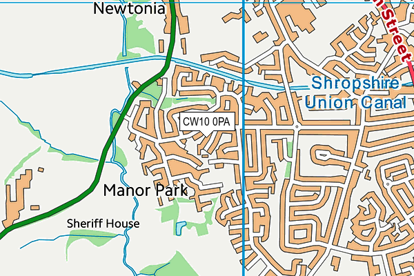 CW10 0PA map - OS VectorMap District (Ordnance Survey)