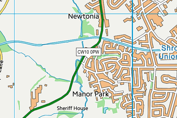 CW10 0PW map - OS VectorMap District (Ordnance Survey)