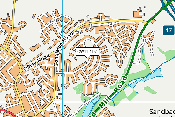 CW11 1DZ map - OS VectorMap District (Ordnance Survey)