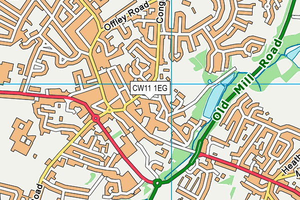 CW11 1EG map - OS VectorMap District (Ordnance Survey)