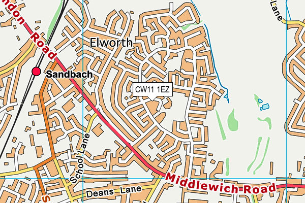 CW11 1EZ map - OS VectorMap District (Ordnance Survey)