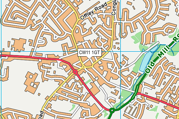 CW11 1GT map - OS VectorMap District (Ordnance Survey)