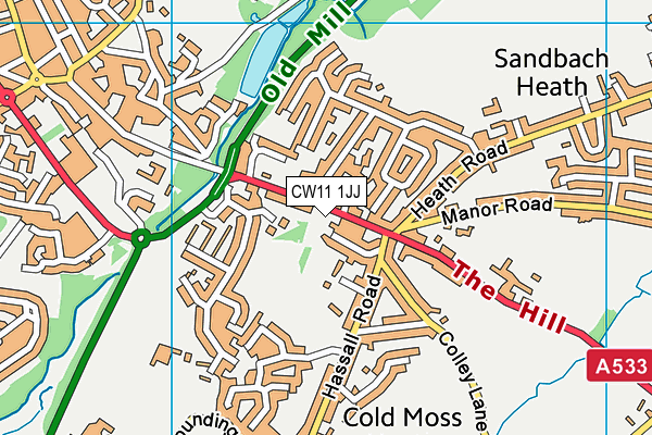 CW11 1JJ map - OS VectorMap District (Ordnance Survey)