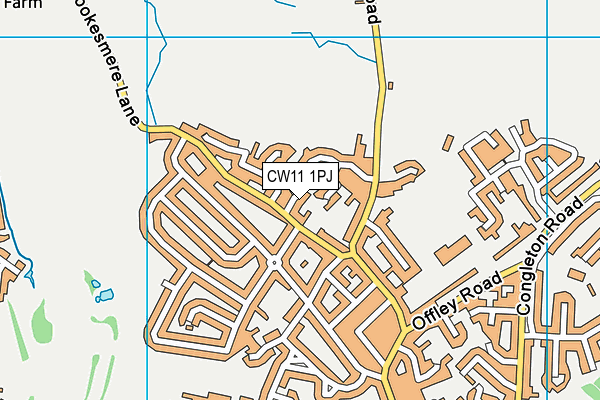 CW11 1PJ map - OS VectorMap District (Ordnance Survey)