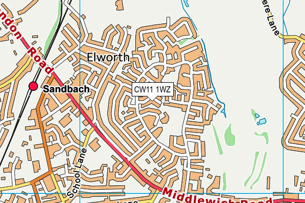 CW11 1WZ map - OS VectorMap District (Ordnance Survey)