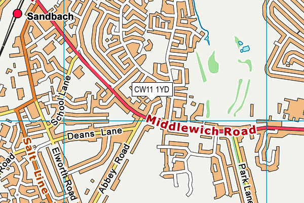 CW11 1YD map - OS VectorMap District (Ordnance Survey)