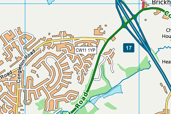 CW11 1YP map - OS VectorMap District (Ordnance Survey)