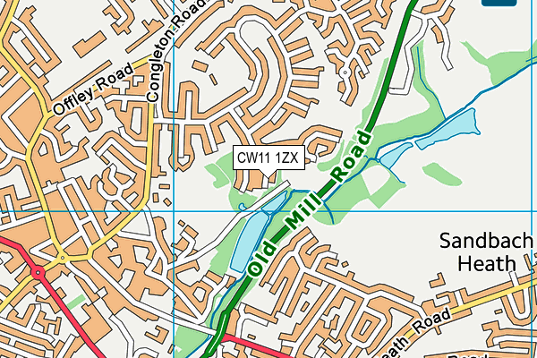 CW11 1ZX map - OS VectorMap District (Ordnance Survey)