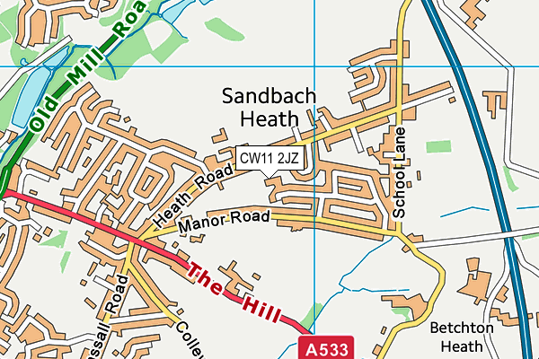 CW11 2JZ map - OS VectorMap District (Ordnance Survey)