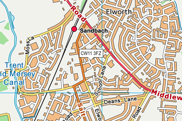 CW11 3FZ map - OS VectorMap District (Ordnance Survey)