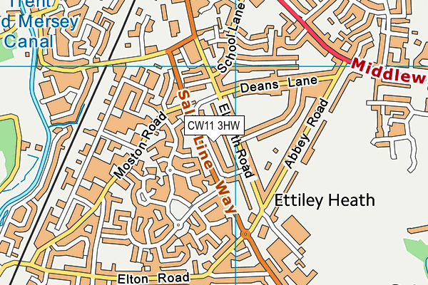 CW11 3HW map - OS VectorMap District (Ordnance Survey)