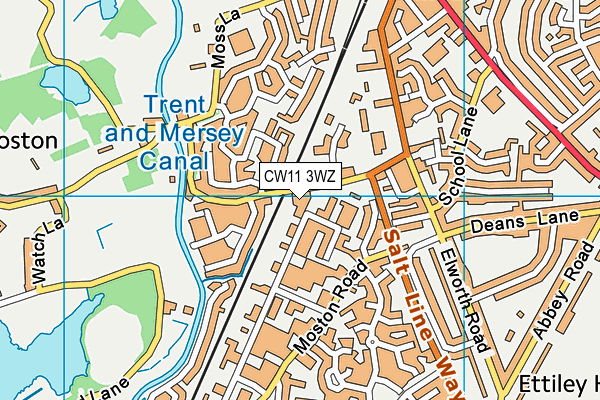 CW11 3WZ map - OS VectorMap District (Ordnance Survey) CW11 3WZ map - OS VectorMap District (Ordnance Survey)
