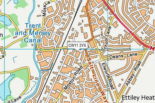 CW11 3YX map - OS VectorMap District (Ordnance Survey)