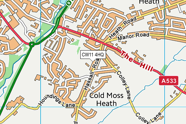 CW11 4HQ map - OS VectorMap District (Ordnance Survey)