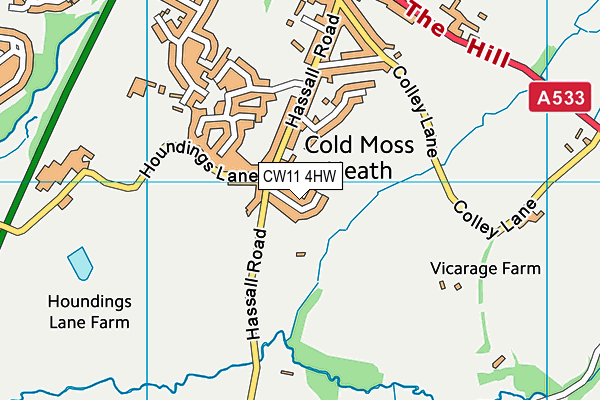 CW11 4HW map - OS VectorMap District (Ordnance Survey)