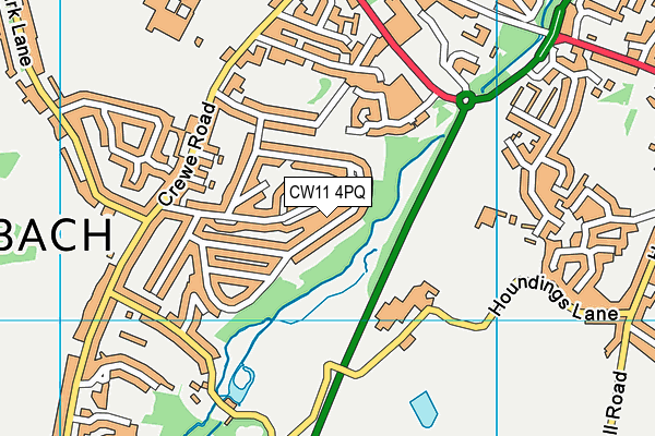 CW11 4PQ map - OS VectorMap District (Ordnance Survey)
