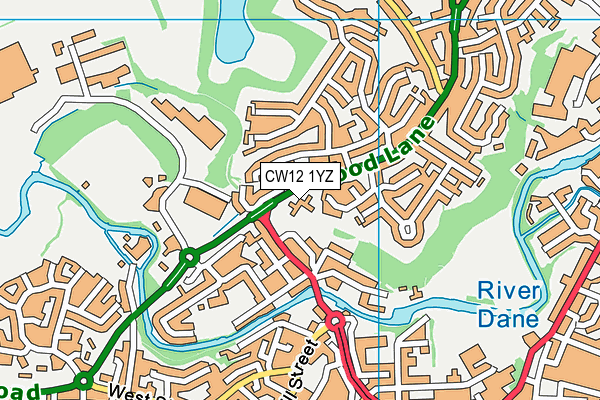 CW12 1YZ map - OS VectorMap District (Ordnance Survey) CW12 1YZ map - OS VectorMap District (Ordnance Survey)