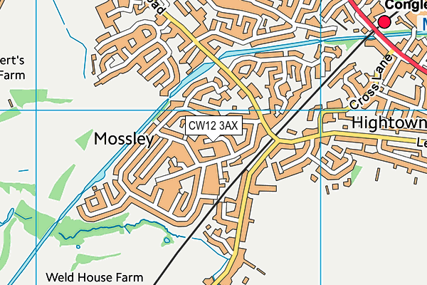CW12 3AX map - OS VectorMap District (Ordnance Survey)
