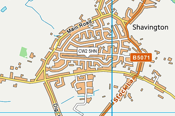 CW2 5HN map - OS VectorMap District (Ordnance Survey) CW2 5HN map - OS VectorMap District (Ordnance Survey)