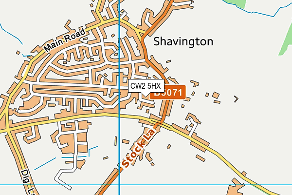 CW2 5HX map - OS VectorMap District (Ordnance Survey) CW2 5HX map - OS VectorMap District (Ordnance Survey)